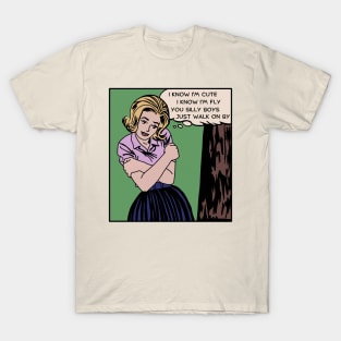 Comic Woman Knows She's Cute T-Shirt